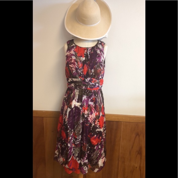 Donna Ricco New York floral purple and red multicolor dress size 6 fully lined - Picture 1 of 5